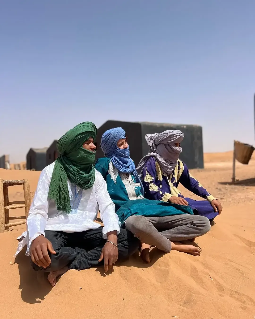 Our cameleers resting at camp in Erg Chebbi